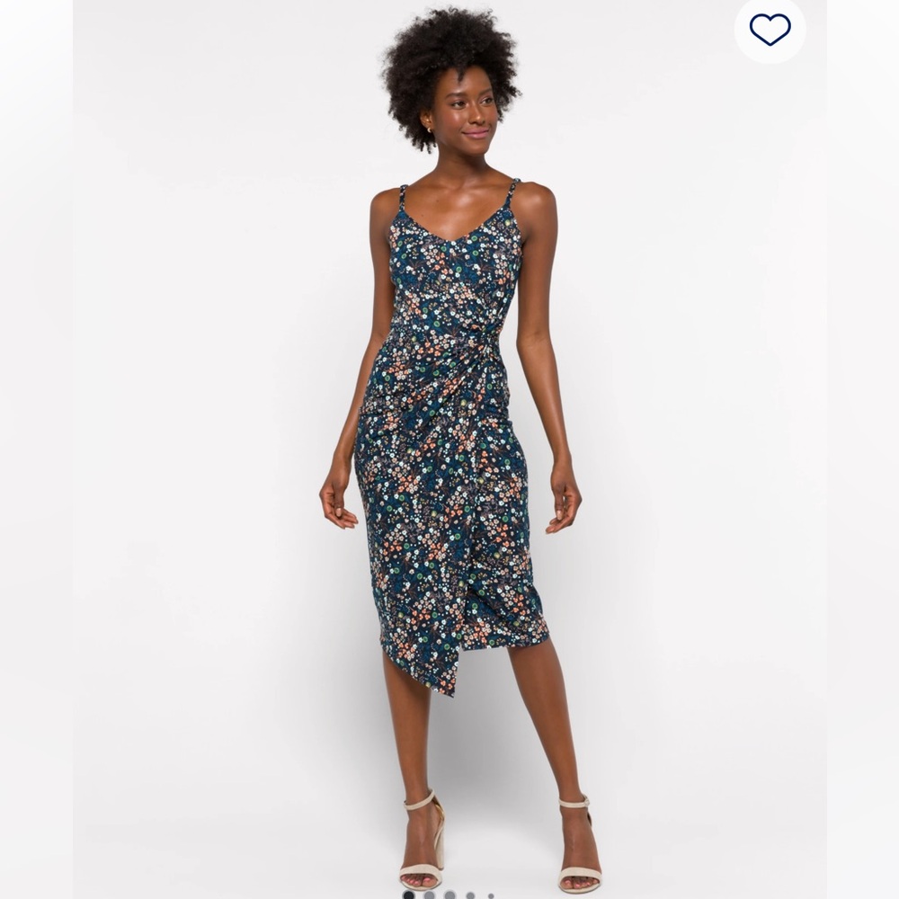 NWT Nine Britton Vivienne Knit Fitted Midi Dress Navy Floral